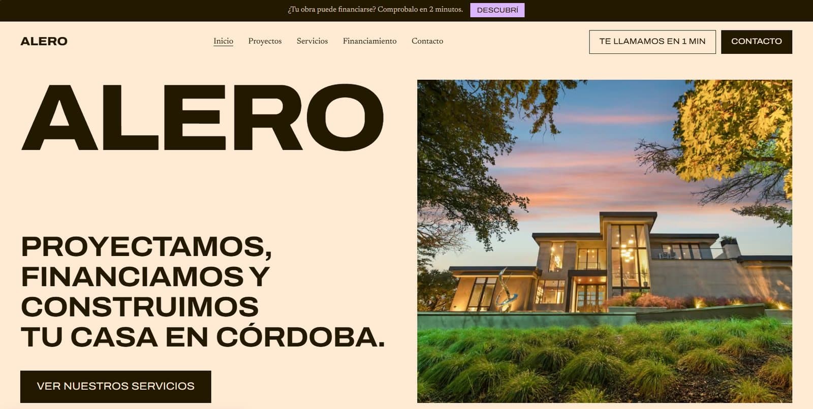 Web de Alero, constructora de viviendas