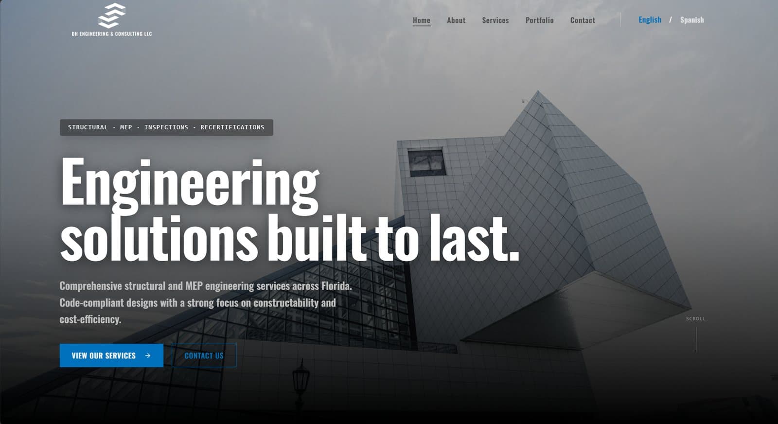 Web de DH Engineering, empresa de ingeniería