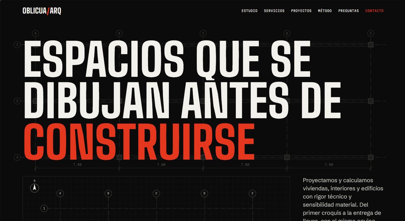 Web de Obliqua, estudio de arquitectura